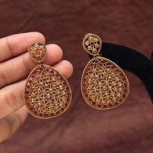 Rani (Pink) Color Matte Gold Earrings